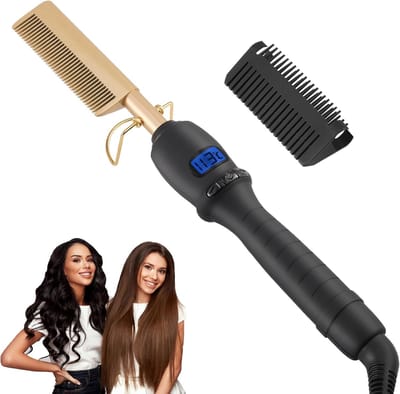 Stijltangen - Warme kam voor pruiken, 3-in-1 haarlisser voor afrohaar, 14 temperatuursinstellingen 80-210 ℃ met digitale LCD-display