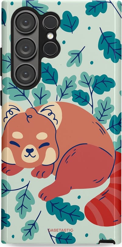 Casetastic Hoesje Geschikt voor Samsung S23 Ultra - Stijlvolle Beschermende Duo-layer Case - Rode panda avonturen