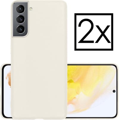 Hoesje - 2 Stuks - Geschikt voor Samsung Galaxy S21 - Sterk & Shockproof - Case Siliconen - Back Cover - Telefoon Hoes - Wit