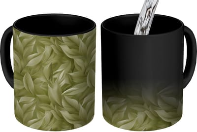 Magische Mok - Foto op Warmte Mokken - Koffiemok - Bladeren - Modern - Groen - Magic Mok - Beker - 350 ML - Theemok