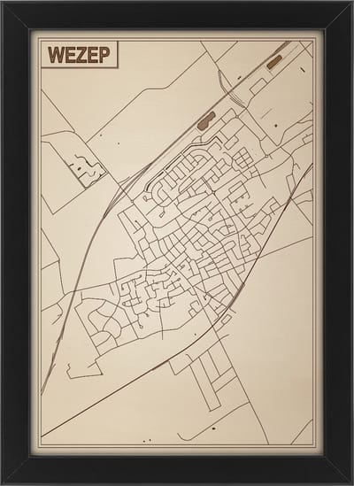 Houten stadskaart van Wezep