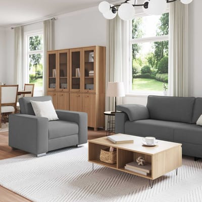 vidaXL Bank 3 pcs Donkergrijs 219 x 80 x 82 cm Linnenmix Stoffen