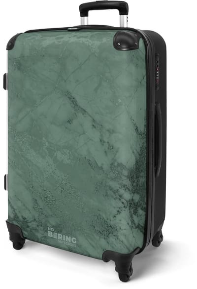 NoBoringSuitcases.com® - Koffer groot - Rolkoffer lichtgewicht - Groen marmer - Reiskoffer met 4 wielen - Grote reis trolley XL - Luggage suitcase - Hardcase reistrolley medium - 20 kg bagage