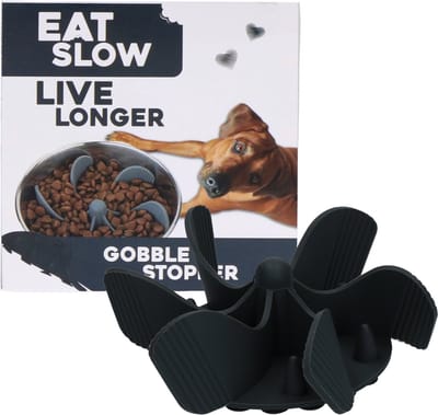 Eat Slow Live Longer Inzetstuk voor Anti-schrok Voerbak - M - Voerpuzzel - Slowfeeder voor Honden - Grijs - Gobble Stopper