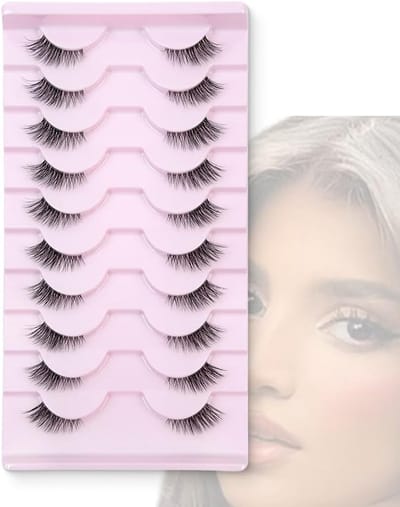 Half Eyelashes - Natuurlijke Valse Wimpers - Duidelijke Band - 10 Pairs van Wimpers - Cateye Wispy Kunstwimpers - 3D Kat Oog Half Wimpers