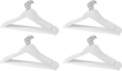 Kledinghanger - 20x - hout - wit - 45 cm - kledinghanger set - Kleding ophangen kledinghanger set