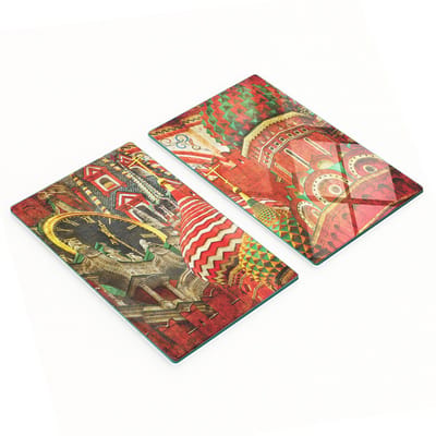 Set van twee decoratieve glazen keukenplanken met Moskou Kremlin-motief, 2x30x52 cm