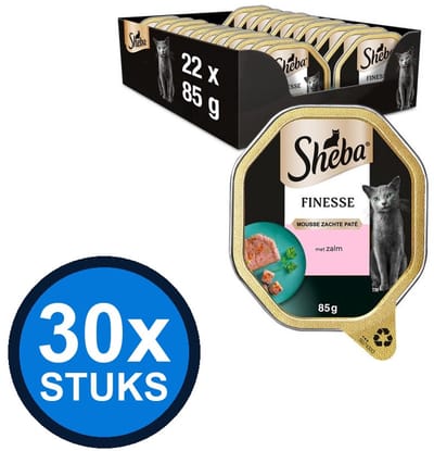 30x Sheba - Finesse Mousse Zalm - Kattenvoer Natvoer - 85g