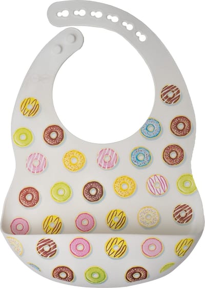 JU&MP Siliconen Slabbetje - Baby - met Opvangbakje - Donut - Wit