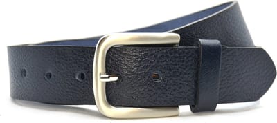 4cm jeans riem van blauw leder - heren riem / dames riem - 100% leer - blauw - Maat 85 - Totale lengte riem 100 cm