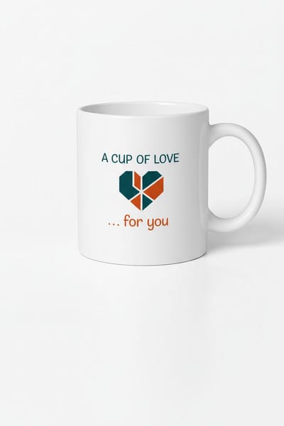 Mok 'A Cup of Love' met Geometrisch Hart Design - Uniek Cadeau