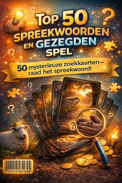 Raad om welke spreekwoord/gezegde het gaat – Uniek Kaartspel met 50 Verborgen Spreekwoorden & Gezegden | Uitjesbeleving.nl