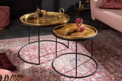 Elegante Salontafel Goud set van 2 salontafels  62 cm goud met afneembaar tafelblad