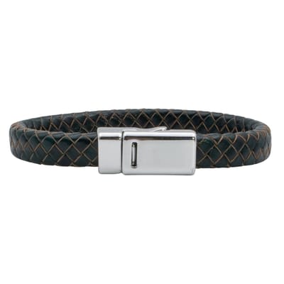 Marama - Herenarmband Viktor Donker Groen - Sluiting Metaal Zilver - The Nordic Collection - RVS - leer - magneetsluiting - robuuste armband mannen - luxe geschenkverpakking