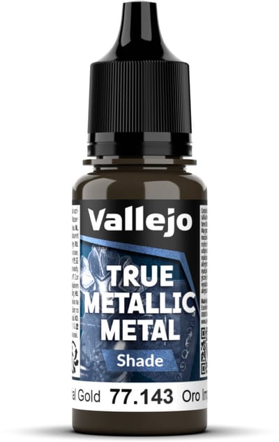 Vallejo Hobbyverf Acrylverf - 77143 True Metallic Metal - Shade - Keizerlijk Goud - Acryl - Verf flesje - 1x 18 ml