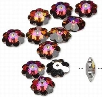 Swarovski Elements, 18 stuks Marguerite/Lochrose kralen, 10mm, crystal vulcano, 3700