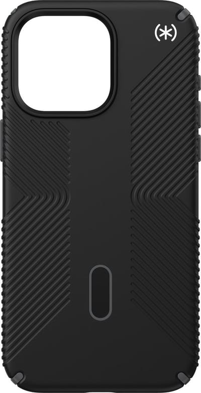 Speck hoesje geschikt voor Apple iPhone 15 Pro Max - Ultieme Bescherming en Grip - Luxe Soft-touch Afwerking - Valbescherming gecertificeerd tot 4 meter - Microban Antibacterieel - Presidio2 Grip lijn - Zwart