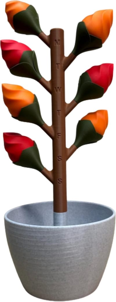 Bloemenboom Medicijn Organizer – Pillendoos 7 Dagen – Decoratieve Pillenhouder – 3D-geprint