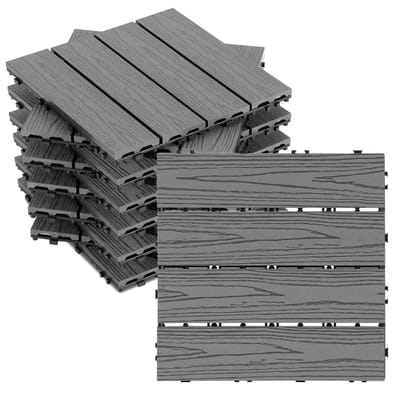 Houten Terrastegels - Composiet Vloerdelen - Buiten Leven - Kliksysteem Drainage - 30x30cm 44 Stuks - Donkergrijs