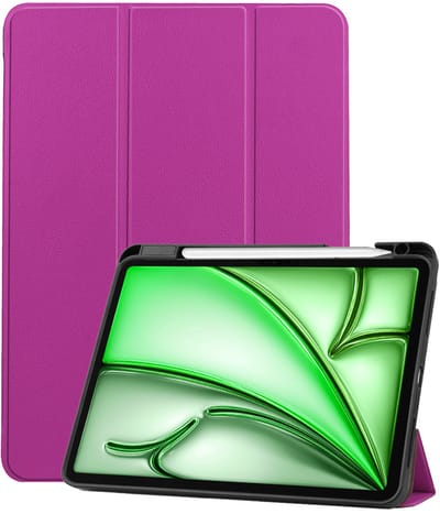 Hoesje Geschikt voor Apple iPad Air M3/M4 (2025/2026) - 11 inch - Dun & Stevig - Trifold Bookcase - Hard Cover Case - Met Uitsparing Geschikt voor Apple Pencil - Hardcover Book - Tablet Hoes - Paars