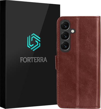 Hoesje Geschikt voor Samsung Galaxy S25 - Luxe Bookcase - Walletcase Hoes - Portemonnee - Cover - Bruin