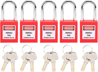 Veiligheidsvergrendeling Set van 5 Kleine Hangsloten met 2 Sleutels voor Lockout Tagout, Nylon en Staal, Ideaal voor Transport en Logistiek in de Energiesector