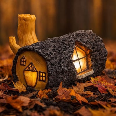 Zonne-energie Tuinhuis - Houten Decoratie - Buitenverlichting Tuin - Waterdicht Robuust Ontwerp - 1 stuk - Houtkleurig