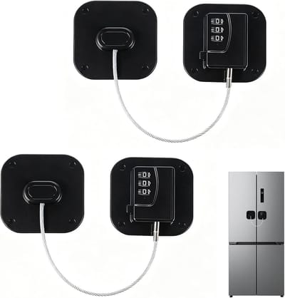 Set van 2 Koelkastsloten met Code, Zwart, Geen Boren, Zelfklevend, Kindveilig, Eenvoudige Installatie, Multifunctioneel Veiligheidslot voor Lades en Kasten