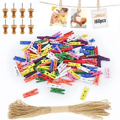 Cosensi - Mini Wooden Squeezers - Houten Mini Klemmetjes - Perfect voor Foto Display - Kleur - DIY voor Feesten - Ideaal voor Fotowanden