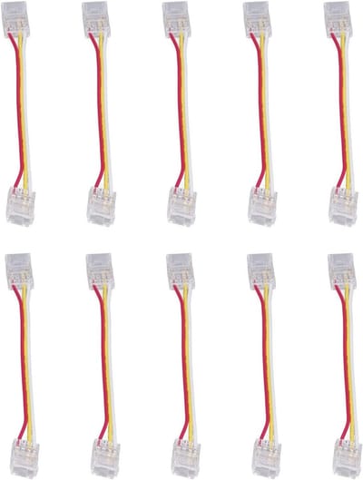 10mm LED Strip Connector Set van 10 Stuks, 3-Pin Verbinding voor Cob Strip, Snelle Aansluiting en Installatie