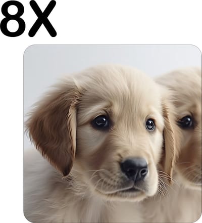 Luxe Placemat - Twee Golden Retriever Puppies - Set van 8 Placemats - 50x50 cm - 2 mm dik Vinyl - Anti Slip - Afneembaar