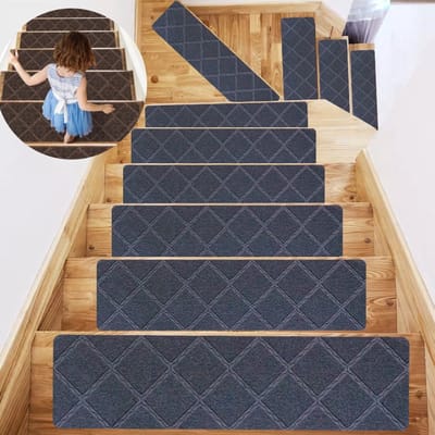Antislip traptreden (set van 15) — 76 x 20,3 cm — Trapmatten met herbruikbare kleeflaag — Wasbare traptreden — Antislip — Geschikt voor binnengebruik — Ideaal voor: trappen, keukens, slaapkamers, ruimtes voor huisdieren en meer.