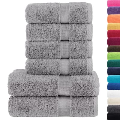 vidaXL - 6-delige - Handdoekenset - SOLUND - 600 - g/m² - grijs