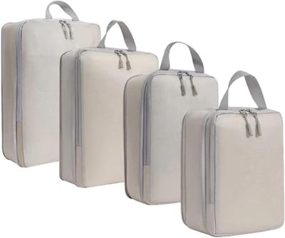 Koffer Organizer Set - Reis Tassen - Bagage Ordenen - 4-delig Compressie - Eén Maat - Beige