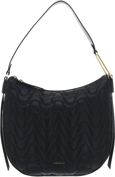 COCCINELLE Leren Schoudertas Priscilla Matel Handbag Matelasse Napa Leather Noir Zwart