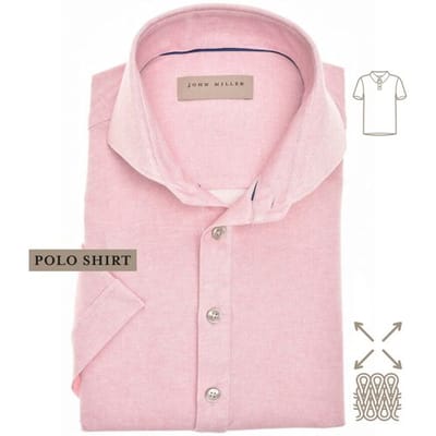 John Miller Polo Short Sleeve Faux-Uni Subtle Cotton Jersey Stretch Roze / male