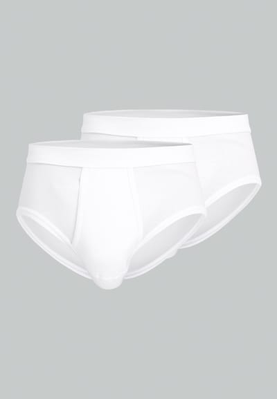 CECEBA Classic Fine Rib 2-pack Herenslip met gulp - Wit