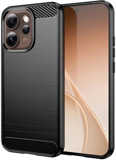 Hoesje geschikt voor Oppo Reno15 Pro Max - Techsuit Carbon Silicone Back Cover - Zwart