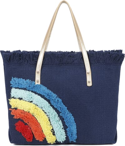 Ines Delaure - Strandtas/shopper/weekendtas - rainbow - met ritssluiting - blauw