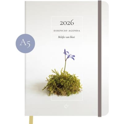 Essencio agenda 2026 groot (A5) - thema ‘belofte van bloei’ - natuur - onthaasten - betekenisvolle quotes