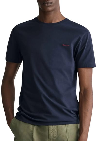 Gant Contrast Logo T-shirt heren Navy blue maat L