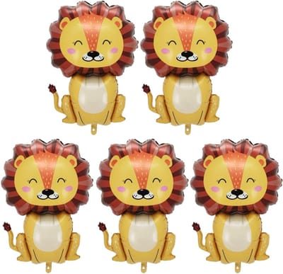 5 stuks folieballonnen met leeuw, cartoondiervorm, decoratie voor jungle-feesten, kan met helium worden gevuld. - ShopVlot