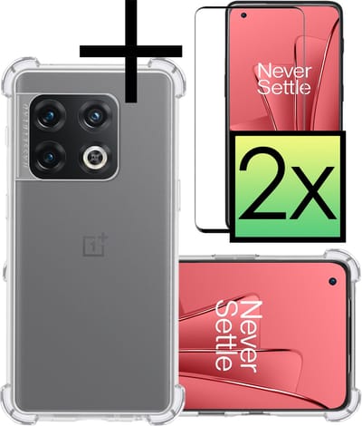 Hoesje - Met Screenprotector - 2 Stuks - Geschikt voor OnePlus 10 Pro - Sterk & Shockproof - Siliconen Case - Back Cover - Telefoon Hoes - Shock Proof - Transparant