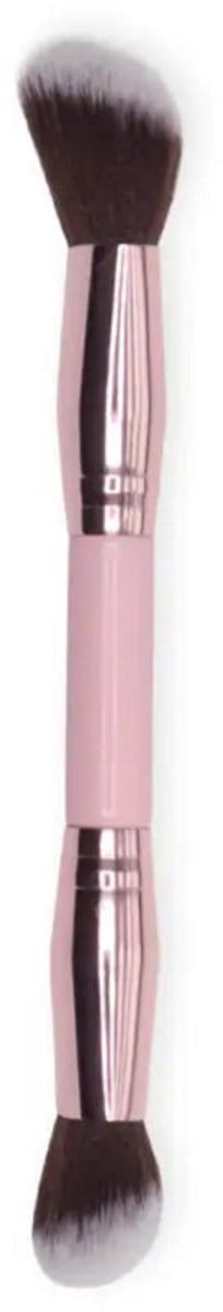 Boozyshop ® Soft Pink and Gold Foundation Kwast and Face Duo Brush - Make-up Kwast - Aanbrengen en blenden van foundation - Hoge kwaliteit - Egale dekking