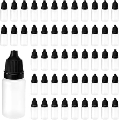 300 Stuks 10ml Druppelflessen, 60 x 21mm Lege Flessen met Zwarte Deksel, Perfect voor Make-up en Monsters, Squeeze Flessen voor Precisie Gebruik