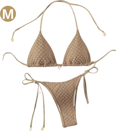 Bovista Bikini Dames - Meisjes Bikini - Badpak - Push Up - Vrouwen Badkleding - Zwemmen - Sexy Set - Top & Broekje - Koffiekleur - Maat M