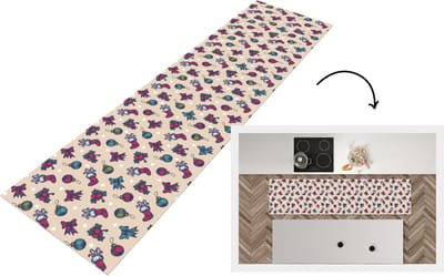 Keukenloper - Loper keuken - Patronen - Kerst - Kerstballen - Strik - 200x50 cm - Keukenloper vinyl