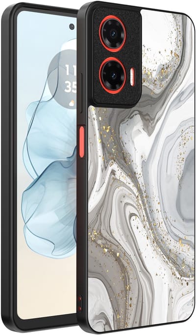 Smartphonica Telefoonhoesje Geschikt voor Motorola Moto G04 - G24 - G24 Power - E14 met marmer opdruk - TPU backcover case marble design - Zilver