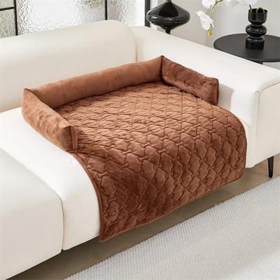 Coussin épais en velours pour animaux de compagnie, tapis de canapé à carreaux antidérapant pour chien et chat, niche, housse de canapé pour salon, protège-lit lavable, hiver S 75x75CM