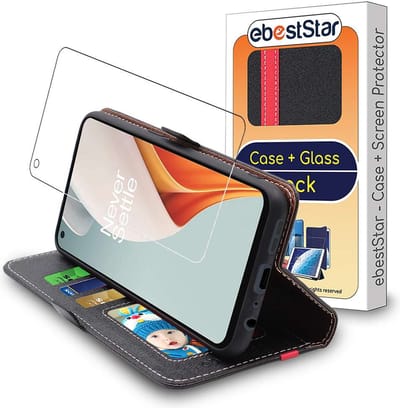 ebestStar - Hoes geschikt voor OnePlus Nord N100, Wallet Etui, Book case hoesje, Zwart, Rood + Gehard Glas